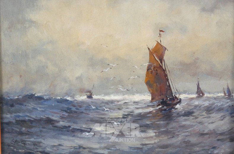 Gemälde 'Segelschiff auf rauer See'