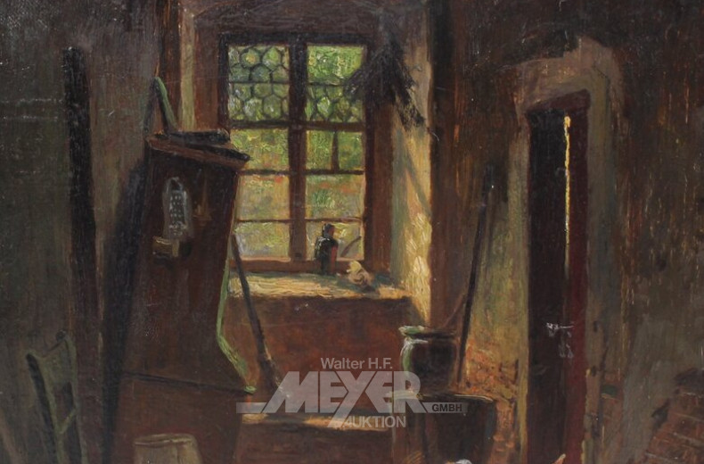 Gemälde 'Stallinterieur mit Gänsen'