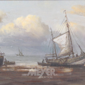 Gemälde 'Fischerboote am Strand'