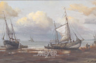 Gemälde 'Fischerboote am Strand'