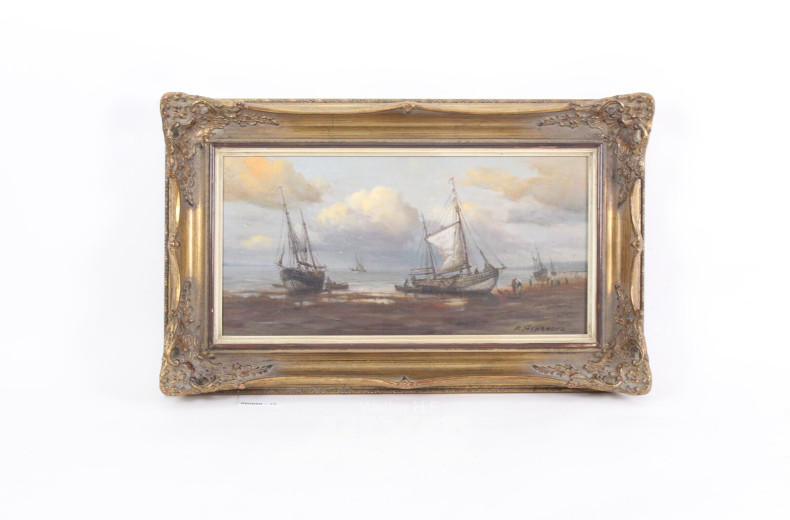 Gemälde 'Fischerboote am Strand'