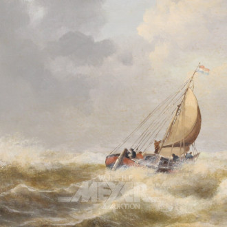 Gemälde 'holländ. Segler in stürmischer See'