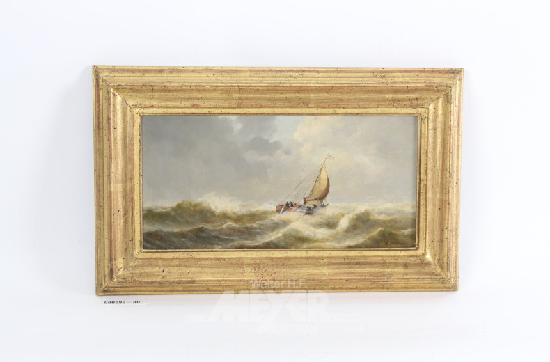 Gemälde 'holländ. Segler in stürmischer See'