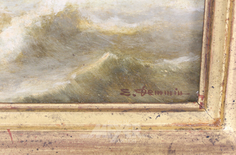 Gemälde 'holländ. Segler in stürmischer See'