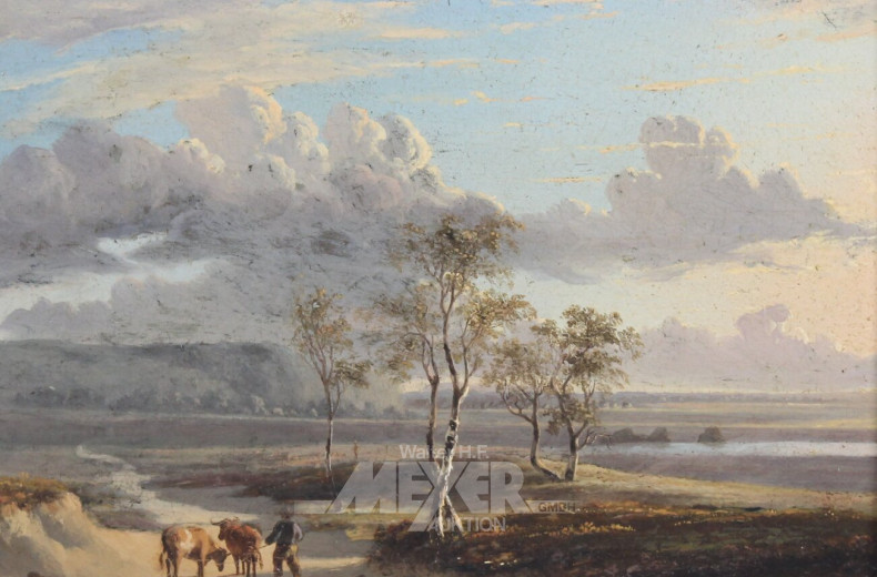 Gemälde 'Bauer mit Kühen'