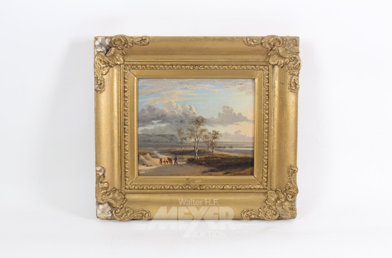 Gemälde 'Bauer mit Kühen'