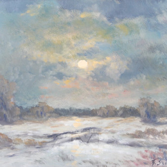 Gemälde 'Mondschein im Winter im Moor'