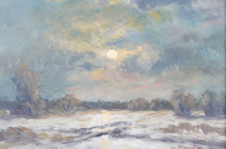 Gemälde 'Mondschein im Winter im Moor'