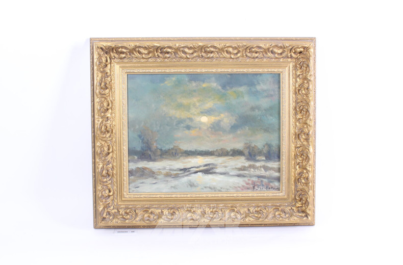 Gemälde 'Mondschein im Winter im Moor'