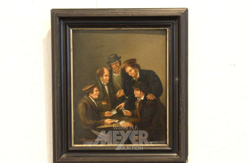 kl. Gemälde "Studenten beim Kartenspiel"