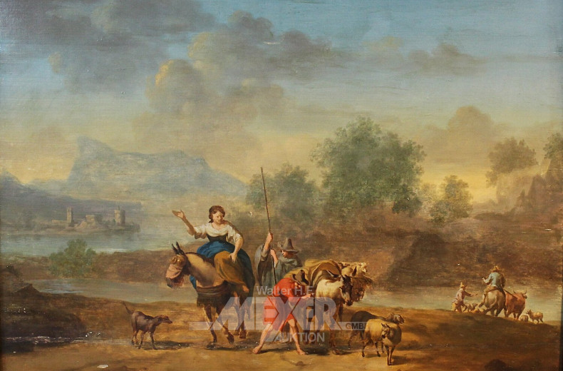 Gemälde "Flußlandschaft mit Schafhirten"