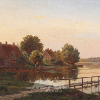 Gemälde "Bauernkate am See"