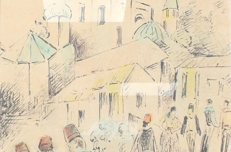 Aquarell "Stadtlandschaft aus dem Nahen Osten"