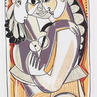 Farblithographie 'Die Dritte im Bunde'