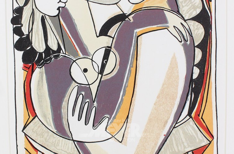 Farblithographie 'Die Dritte im Bunde'