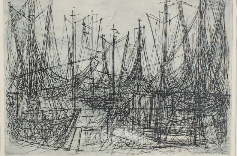 Radierung "Fischerboote",