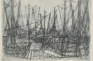 Radierung "Fischerboote",