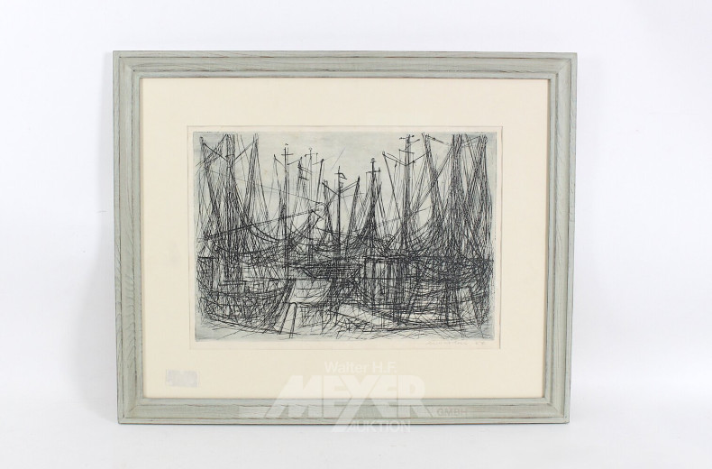Radierung "Fischerboote",