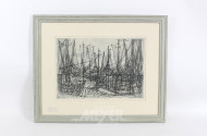Radierung "Fischerboote",