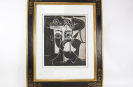 Lichtdruck "Großer Frauenkopf mit geschmücktem Hut", nach Picasso