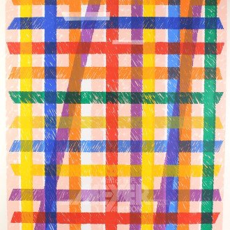 Farb-Lithographie, "abstrakte gitterartige Strukturen" nach Piero Dorazio