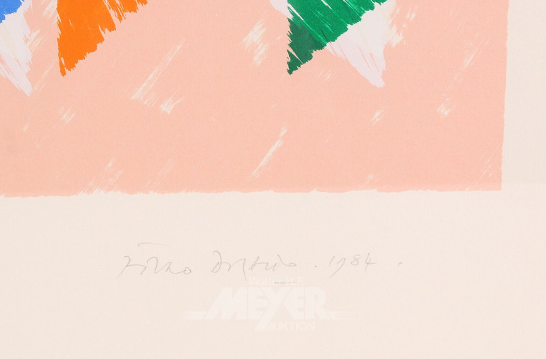 Farb-Lithographie, "abstrakte gitterartige Strukturen" nach Piero Dorazio