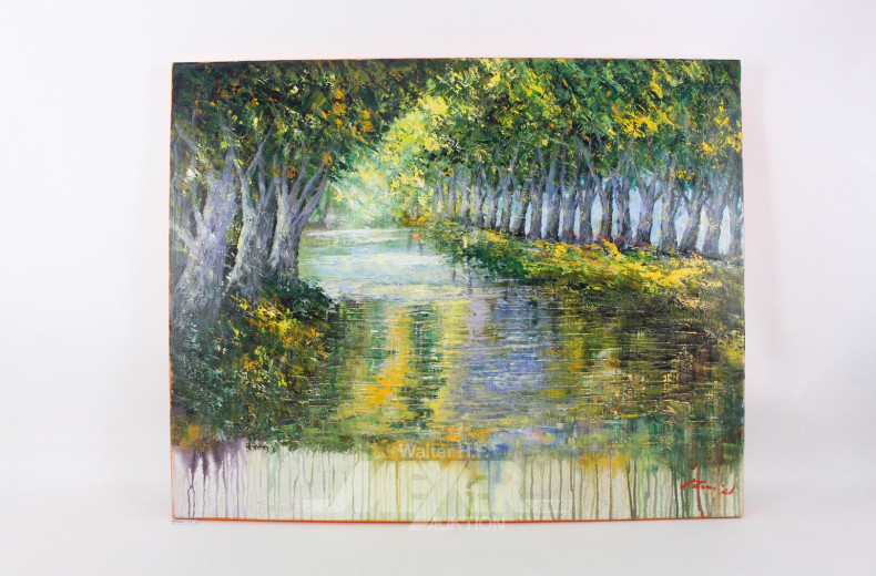 modernes Gemälde "An der Baumallee"