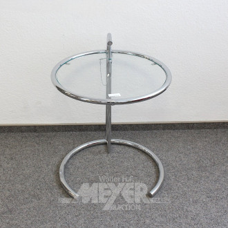Beistelltisch "Adjustable Table" nach Eileen Gray mit Glasplatte, verchromt