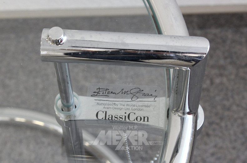 Beistelltisch "Adjustable Table" nach Eileen Gray mit Glasplatte, verchromt