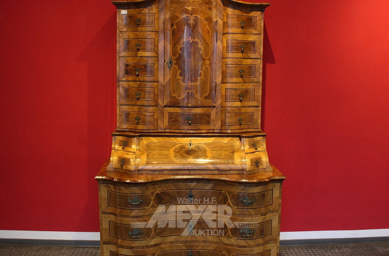 Barock-Aufsatzkommode, 18. Jh. mit Schreibfach, Tabernakelaufsatz,