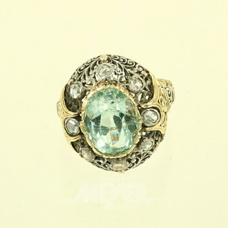 Damenring, antik, besetzt mit 8 nat. Diamantrosen von zus. ca. 0,25ct.