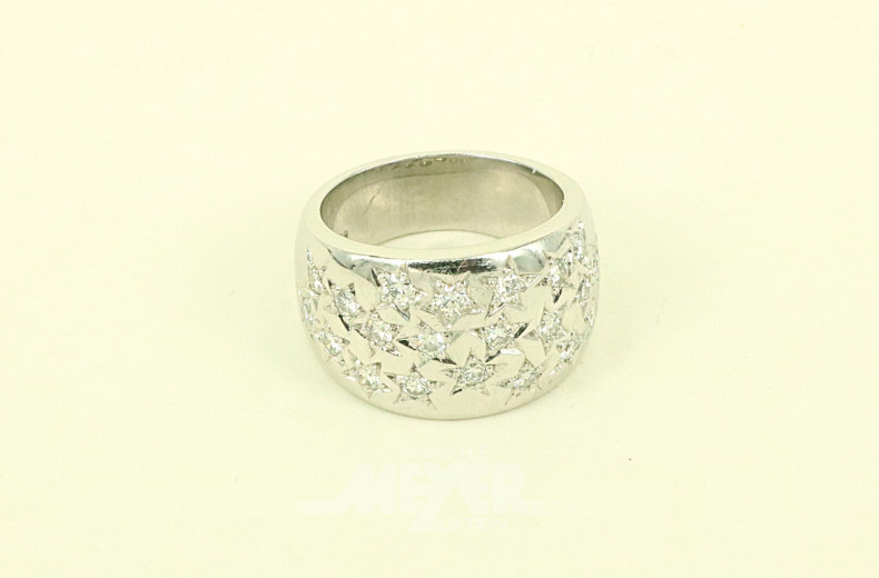 Damenring, besetzt mit 23 nat. Diamanten im Brillantschliff von zus. ca. 0,80ct. wess/vsi