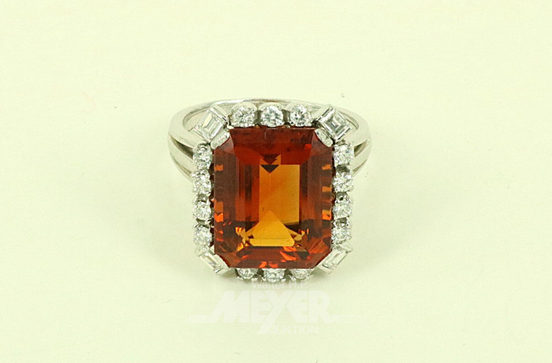 Damenring, besetzt mit 1 Citrin von ca. 8ct.