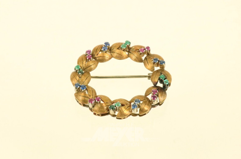 Kranzbrosche mit kl. bunten Farbsteinen