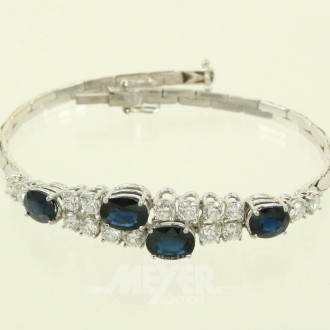 Armband mit 4 oval facettierten Saphiren und 16 Brillanten von zus. ca. 1,60 ct. (vsi-si/w-tcr.)
