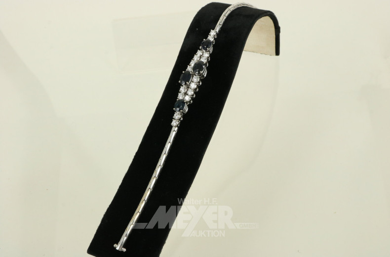 Armband mit 4 oval facettierten Saphiren und 16 Brillanten von zus. ca. 1,60 ct. (vsi-si/w-tcr.)