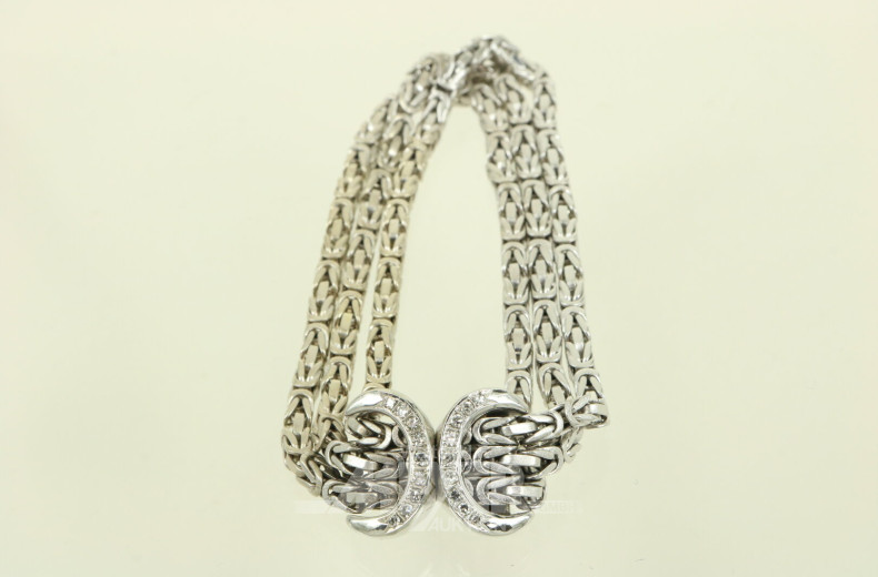 3-reihiges Königsketten-Armband, Schließe mit kl. Brillanten