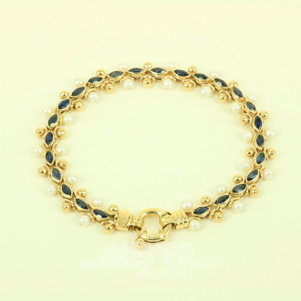 Armband, besetzt mit Saphiren und Zuchtperlen