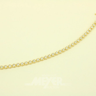 Tennisarmband, besetzt mit 36 nat. Diamanten im Brillantschliff von zus. ca. 4,30ct. tw-w/vsi