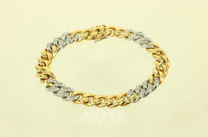 Gliederarmband in 750 GG mit Elementen in WG mit kl. Brillanten