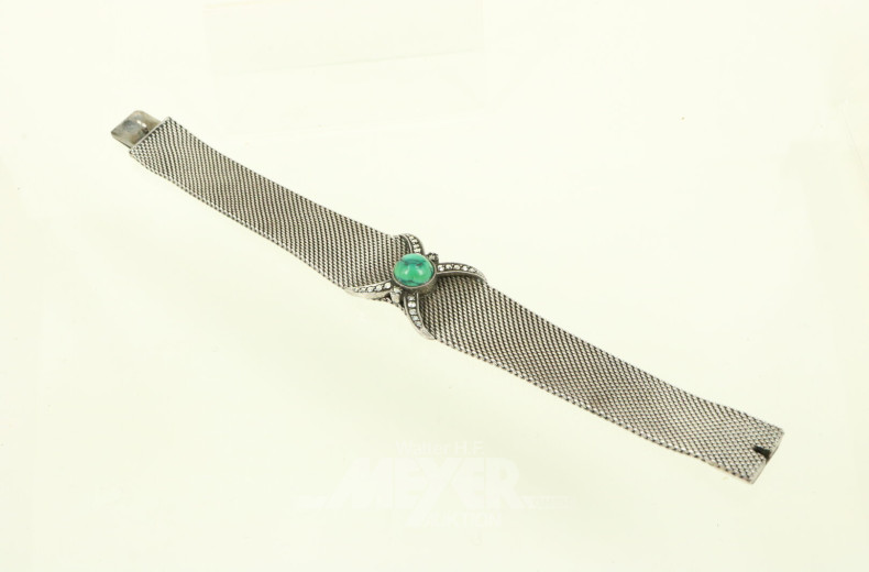 Armband in 800er Silber, mit kl. Markasiten u. 1 Türkis