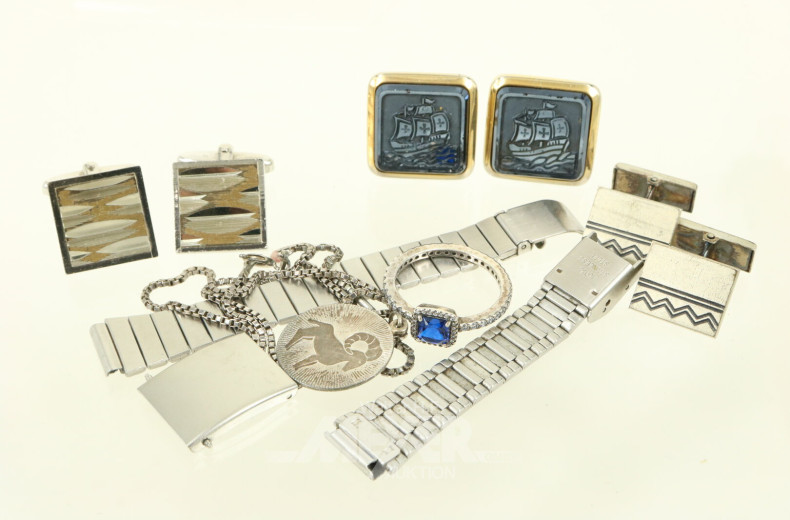 Konvolut div. Schmuck und Uhren, u.a.: