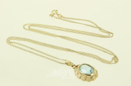 Kettchen in 585 GG, mit 1 Anhänger in 333 GG mit hellblauen Farbstein besetzt