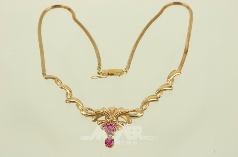 Collier mit rosafarbenen Farbsteinen