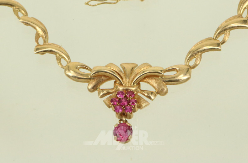 Collier mit rosafarbenen Farbsteinen