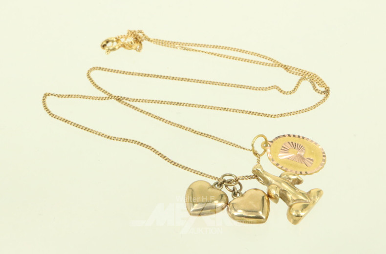 Kette mit 4 Anhänger, div. Motive