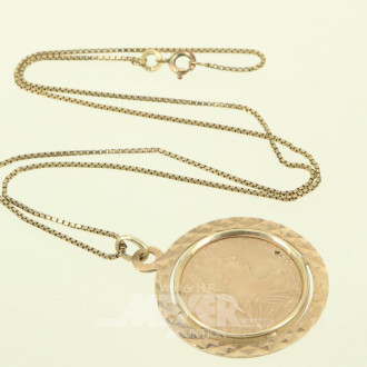 Kette in 333 GG mit Medaille, gefasst in 333 RG