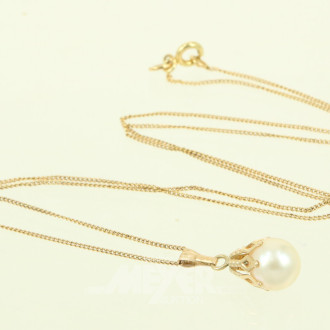 Zierliche Kette u. Anhänger mit Perle
