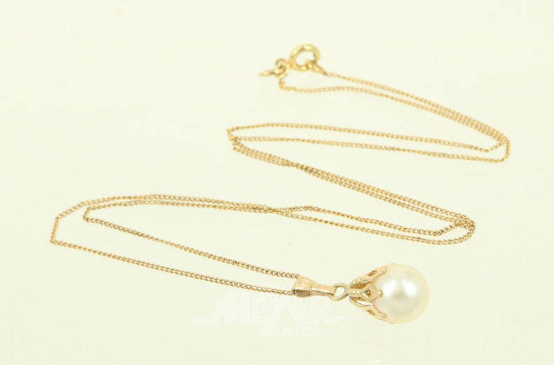 Zierliche Kette u. Anhänger mit Perle
