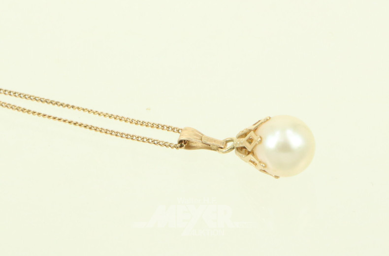 Zierliche Kette u. Anhänger mit Perle